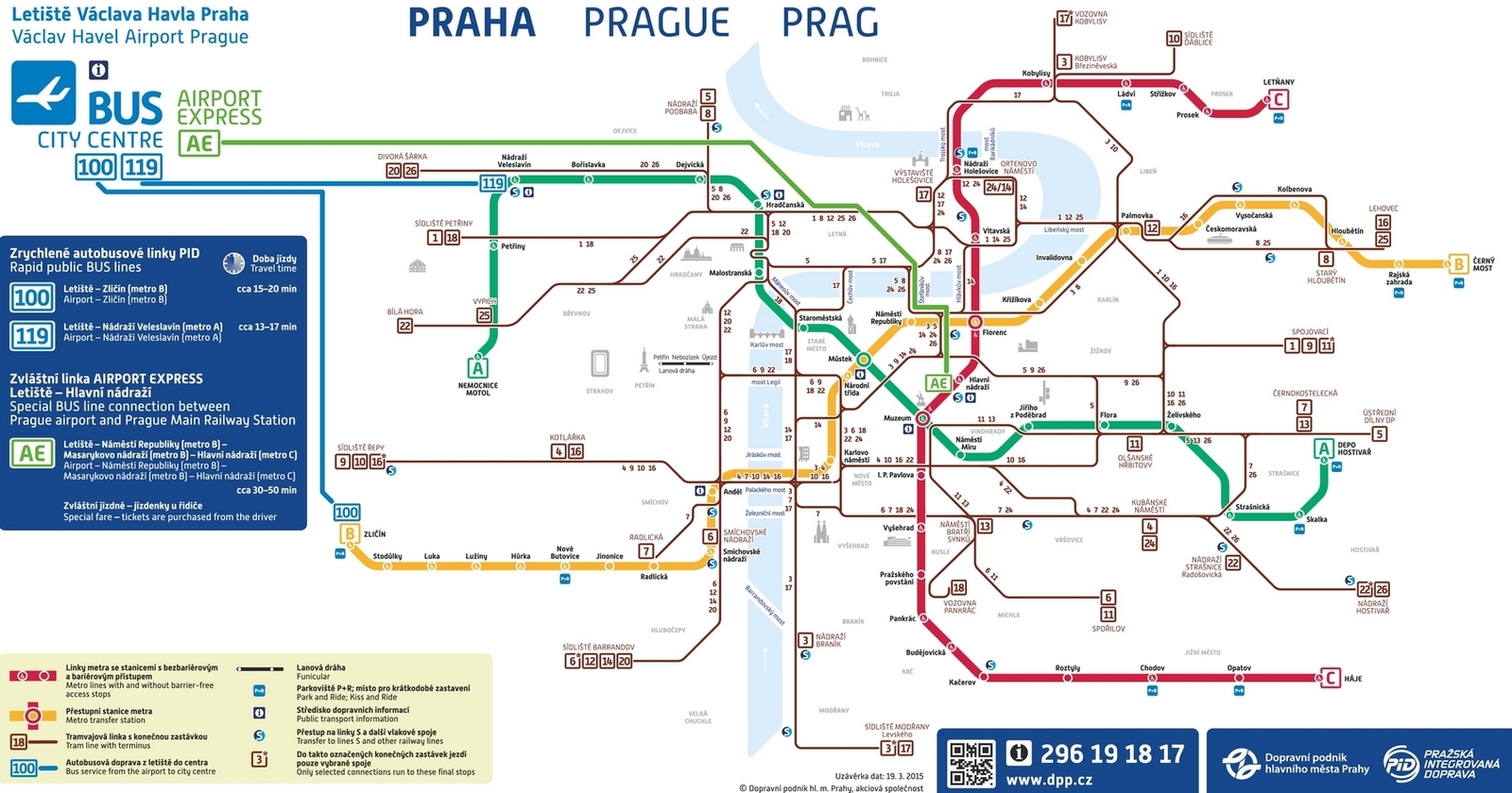 Збільшена карта автобусів аеропорту Праги